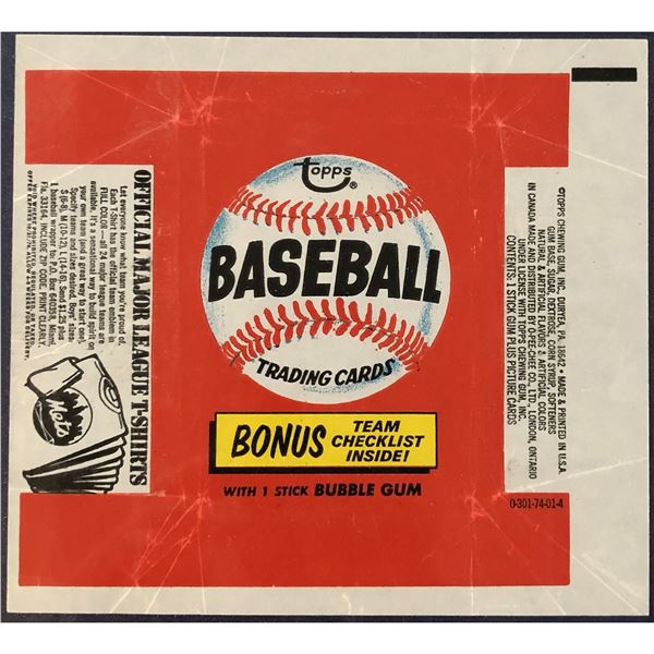 1974 TOPPS BASEBALL WRAPPER