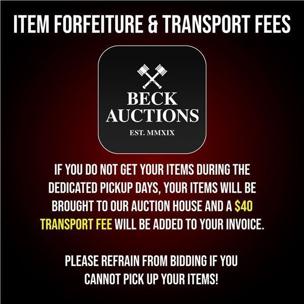 Item Forfeiture & Transport, Shipping, Delivery Fees & Conditions