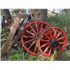 Image 1 : Wooden Wagon Wheels with Metal Rims