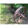 Image 3 : Steel and Wood Wagon Axle and Wheel Assembly