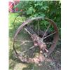 Image 4 : Steel and Wood Wagon Axle and Wheel Assembly
