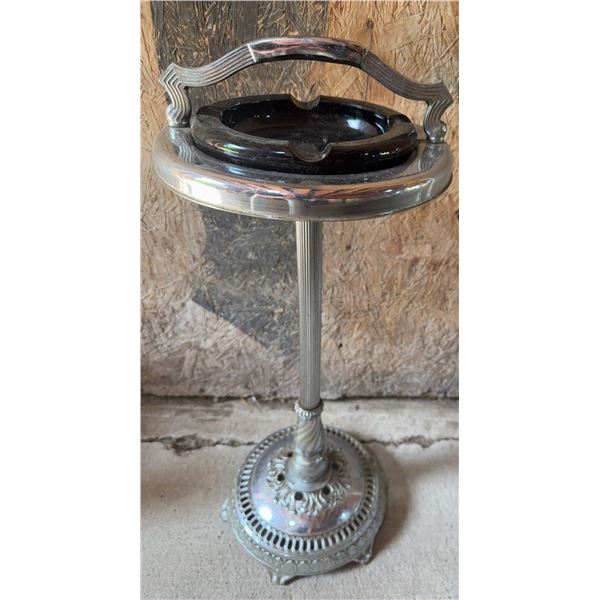 Metal and Glass Floor Standing Ashtray