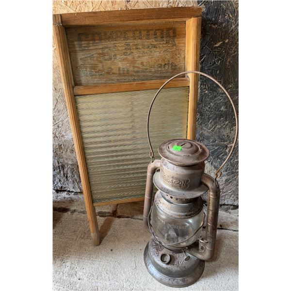Dominion Glass Washboard and Beacon Railroad Lantern