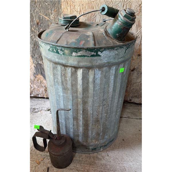 Metal Oil Can and Large Corrugated Metal Fuel Can