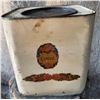 Image 2 : Metal Storage Canister with Floral Print, Red Plastic Jug, and White Metal Kettle