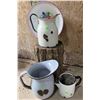 Image 1 : Enamelware Bowl, Pitchers, and Mug Assortment