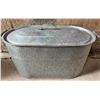 Image 3 : Galvanized Metal Wash Tub with Eight Glass Milk Bottles