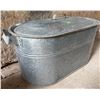 Image 5 : Galvanized Metal Wash Tub with Eight Glass Milk Bottles