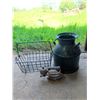 Image 2 : Metal Milk Can, Wire Basket, and Gas-Powered Sad Iron Group