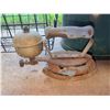 Image 3 : Metal Milk Can, Wire Basket, and Gas-Powered Sad Iron Group