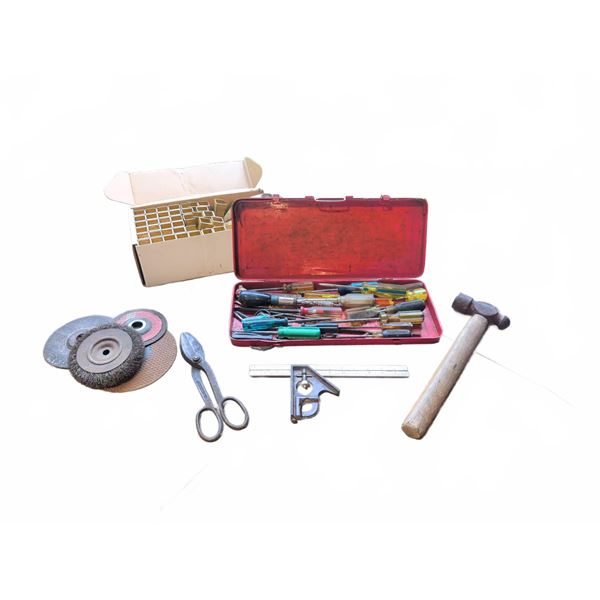 Hand Tool Lot with Tool Box and Accessories