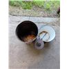 Image 3 : White Rose Tin Pail, Enamel Bucket, and Metal Canister