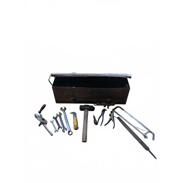 Metal Toolbox with Assorted Hand Tools