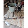 Image 2 : Vintage Farm Tools and Galvanized Bucket