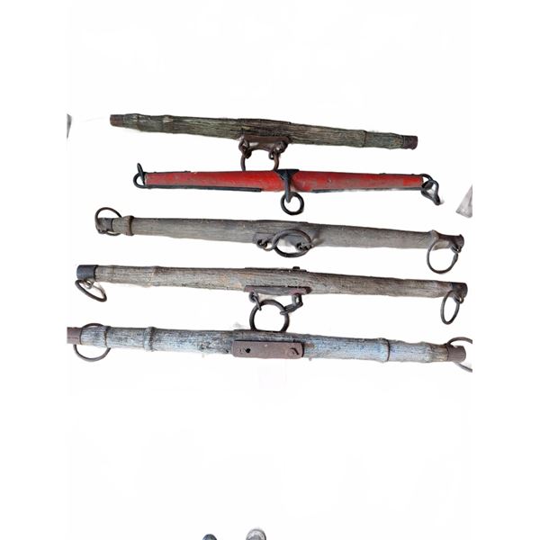 5 Wooden Horse Yokes with Iron Hardware