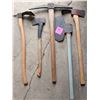 Image 2 : 5 Assorted Hand Tools: Axes, Hatchets, and Pickaxe