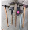 Image 5 : 5 Assorted Hand Tools: Axes, Hatchets, and Pickaxe