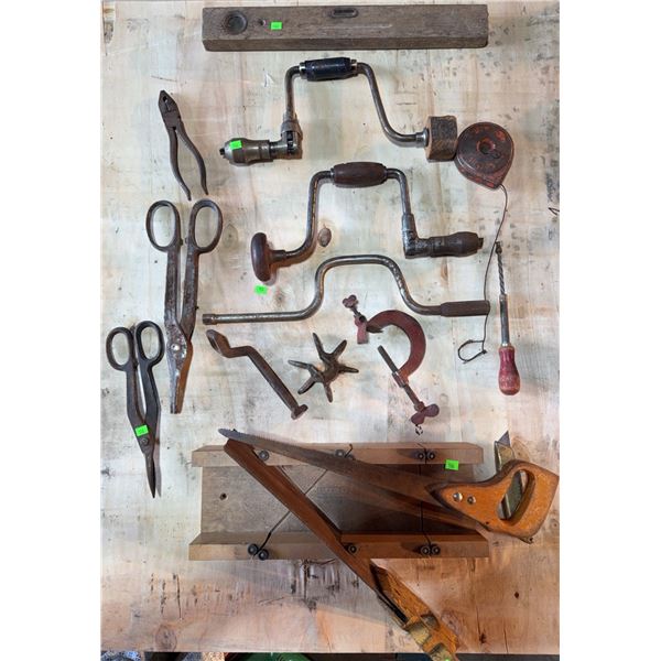 Hand Tools Including Hand Saws, Braces, and Scissors