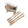 Image 1 : Wooden Cradle, Wire Sleigh Basket, and Four Turned Table Legs