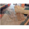 Image 4 : Wooden Cradle, Wire Sleigh Basket, and Four Turned Table Legs