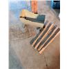 Image 5 : Wooden Cradle, Wire Sleigh Basket, and Four Turned Table Legs