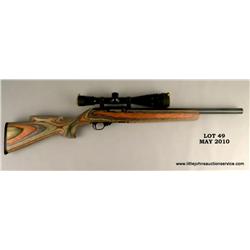 RUGER 10/22, # 241-12957, .22 LR., 18" Midway bull  barrel, laminated green, black and brown heavy  