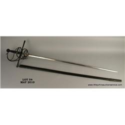Indian copy of a German rapier with scabbard,  approx. 45” overall with a 38” blade in overall  good
