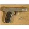 Colt Model 1903 semi-auto pistol, .32 cal., 4”  barrel, nickel finish, checkered Colt black hard  ru