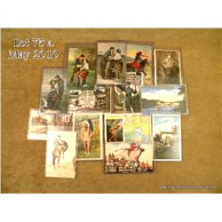 Bonanza lot of approx.17 old postcards, mostly in  color including an Indian in full war bonnet  hol