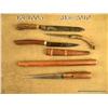 Image 1 : Lot of four misc. collectible knives including a  handmade stag grip with sinew wrapping to attach  