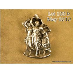 Hallmarked silver ornate match safe, approx. 2” X  1” with cast design of three dancing women in  re