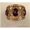 Image 1 : Sensational 14 karat rose gold ladies custom made  ring set with three fine oval cut intense purple 