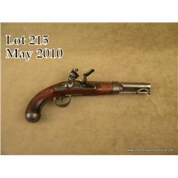 A. Waters flintlock Martial pistol, .54 cal.,  8-1/2” barrel, swivel ramrod, wood stock. This gun  i