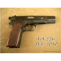 Fabrique Nationale semi-auto pistol, 9mm cal.,  4-1/2” barrel, military mat black finish, nazi  proo