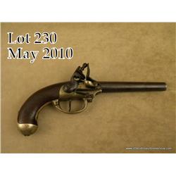 French Model 1777 flintlock single shot Martial  pistol marked “St. Etienne”, brass frame, iron  bar