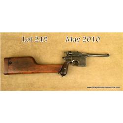 Model 1896 “Broomhandle” Mauser semi-auto pistol,  7.63mm cal., 5-1/2” barrel, blue finish, grooved 