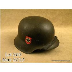 WWII German M42 double decal field police helmet  retaining 95% of the original field grey painted  