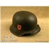 Image 1 : WWII German M42 double decal field police helmet  retaining 95% of the original field grey painted  