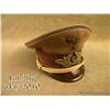 Image 1 : WWII German political “Orts” leader’s visor cap.  Cap is made of tan wool with light blue piping.  C