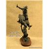 Image 2 : Original bronze of Cowboy on bucking bronco.  Cowboy wearing wooly chaps, Colt single action in  a h