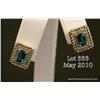 Image 4 : Gorgeous 41 karat two tone gold ladies designer  earrings set with two fine green created emeralds  