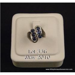 Very high quality 18 karat white gold ladies  custom made ring fine set with six round fine  color C