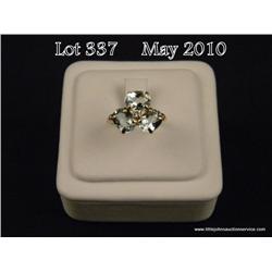 Charming 14 karat yellow gold ladies ring set with  three nice oval Aquamarines weighing approx. 4.0