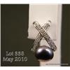 Image 2 : Beautiful 14 karat white gold ladies earrings set  with two black pearls of 8.50 MM in diameter and 