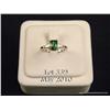 Image 1 : High quality 14 karat white gold ladies ring set  with a center fine green Tsavorite garnet weighing