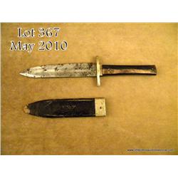 Early Corsan Denton belt knife and leather covered  scabbard, approx. 9-1/2” overall with an approx.