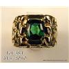 Image 1 : 14kt yellow gold nugget style ring set with one  green tourmaline of approx. 3.00 carats, 15.5  gram