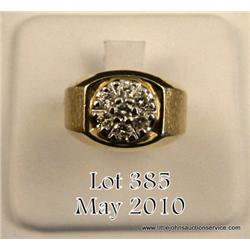 Gentleman's 14kt yellow gold ring, 9.5 grams, with  7 round brilliant cut diamonds, approx. 0.75  ca