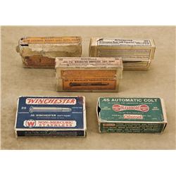 Small lot of collector ammo (not for firing)  including a box of Winchester .35 soft point; a  box o