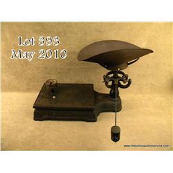 Original cast iron Fairbanks brand balance beam  scale approx.  12” wide on the weighing surface,  a